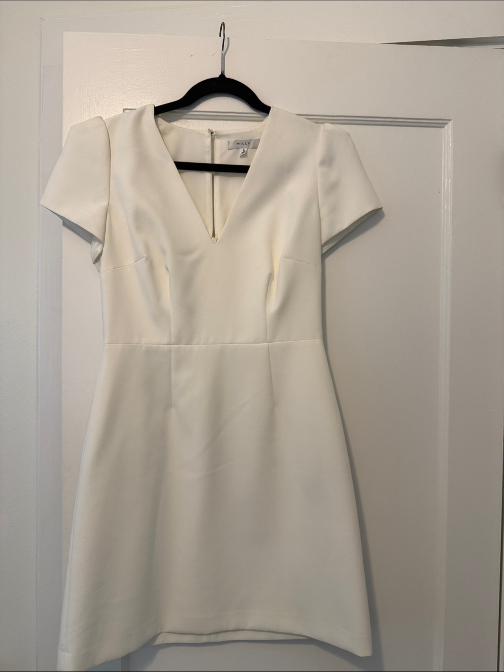 Milly “Cady” White V-Neck Short Sleeve Dress